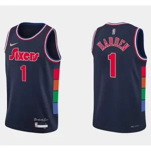 Men's Philadelphia 76ers #1 James Harden Navy City Edition Swingman Stitched Jersey P233