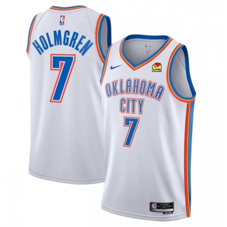 Men's Oklahoma City Thunder #7 Chet Holmgren White Association Edition Stitched Basketball Jersey SLKP