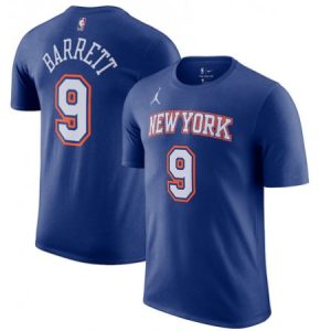 becdfc9353e80043a864cdcc2ebb9285.jpeg New Yok Knicks #9 RJ Barrett Blue Statement Name & Number T-Shirt
