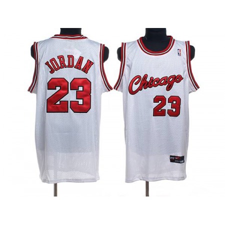 Men's Chicago Bulls #23 Michael Jordan White Crabbed Typeface NBA Jersey