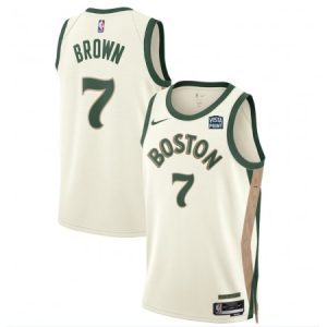Men's Boston Celtics #7 Jaylen Brown Cream 2023-24 City Edition Stitched Basketball Jersey 6NGX