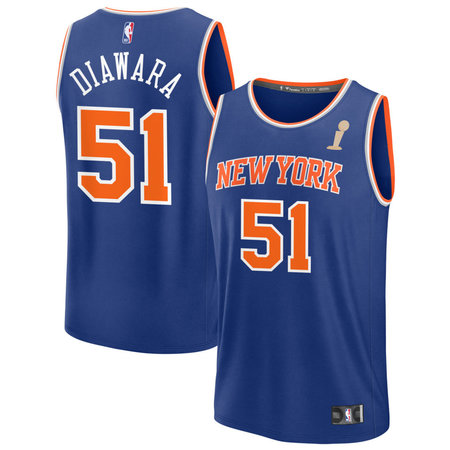 Men's New York Knicks #51 Mohamed Diawara Blue 2026 NBA Finals Champions Fast Break Icon Edition Jersey
