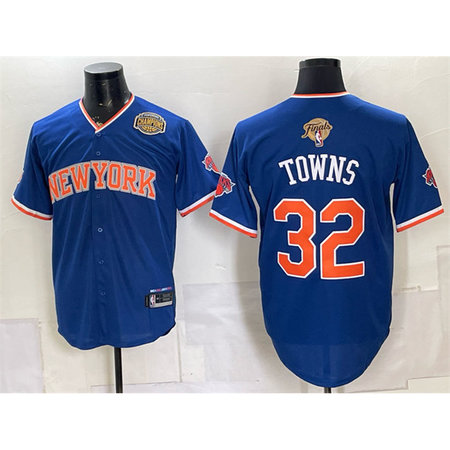 Youth New York Knicks #32 Karl-Anthony Towns Blue 2026 Finals & Eastern Conference Champions Patch Jersey