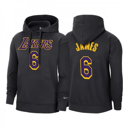 Men's Los Angeles Lakers #6 LeBron James 2021 Black Pullover Hoodie TPMN