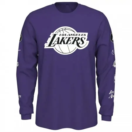 Men's Los Angeles Lakers Purple 2022/23 City Edition Essential Expressive Long Sleeve T-Shirt T88X