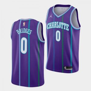 Men's Charlotte Hornets #0 Miles Bridges Purple Stitched Basketball Jersey U1TS