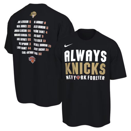 c5d7d5befac3722ae79eeb718aa4418d.jpeg Men's New York Knicks Nike Black 2026 NBA Finals Champions Roster Club T-Shirt