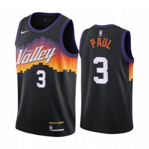 Men's Phoenix Suns #3 Chris Paul 2020 Black City Edition Stitched Jersey QDBZ