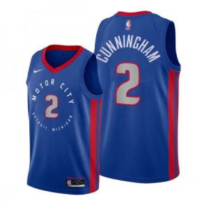 Men's Detroit Pistons #2 Cade Cunningham Navy Stitched Jersey T448