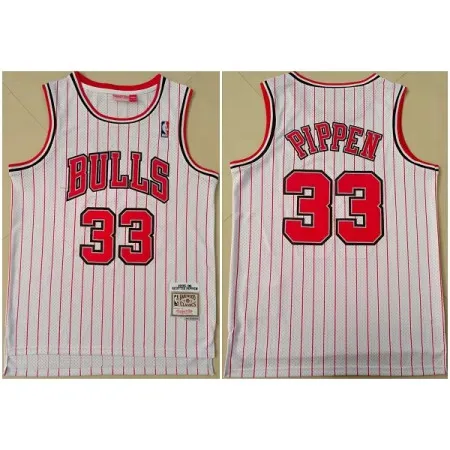 Men's Chicago Bulls #33 Scottie Pippen White Throwback Stitched Jersey 7IQW
