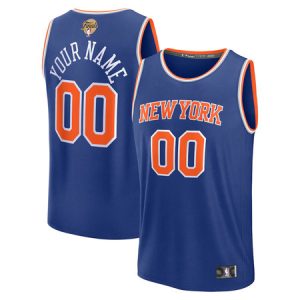 Youth New York Knicks Blue 2026 NBA Finals Patch Fast Break Icon Edition Custom Jersey