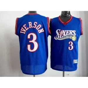 Men's Philadelphia 76ers #3 Allen Iverson Blue Throwback NBA Jersey