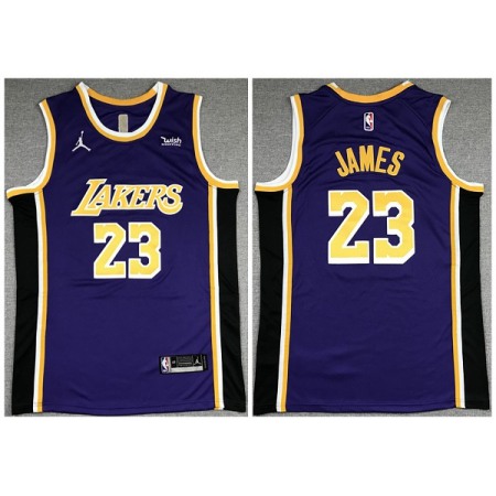 Men's Los Angeles Lakers #23 LeBron James Purple Stitched Jersey F8HR