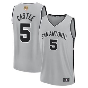 Youth San Antonio Spurs #5 Stephon Castle Silver 2026 NBA Finals Patch Fast Break Statement Edition Jersey