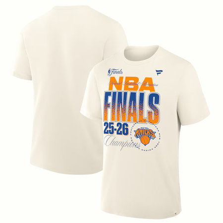 Men's New York Knicks Cream 2026 NBA Finals Champions Stylized T-Shirt