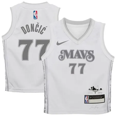 Toddler Dallas Mavericks #77 Luka Doncic White 2024/25 Swingman City Edition Player Jersey
