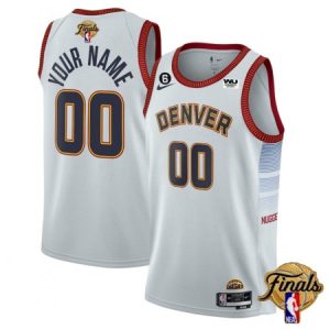 Men's Denver Nuggets White 2023 Finals Icon Edition With NO.6 Patch Custom Jersey