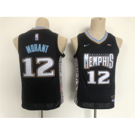 Youth Memphis Grizzlies #12 Ja Morant Black 2022/23 City Edition Stitched Basketball Jersey 02JL