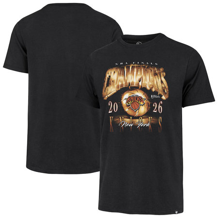 d281130aa7b12d9a96b3a85fee6571e2.jpeg Men's New York Knicks Black 2026 NBA Finals Champions Franklin T-Shirt