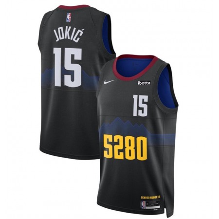Men's Denver Nuggets #15 Nikola Jokic Black 2023 City Edition Stitched Basketball Jersey DSUD