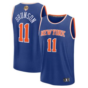 Men's New York Knicks #11 Jalen Brunson Blue 2026 NBA Finals Patch Fast Break Icon Edition Replica Jersey