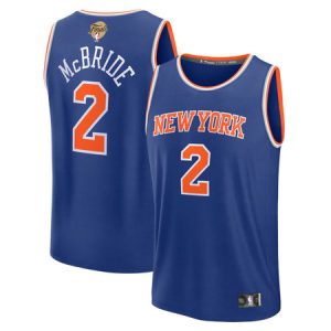 Men's New York Knicks #2 Miles McBride Blue 2026 NBA Finals Patch Fast Break Icon Edition Replica Jersey
