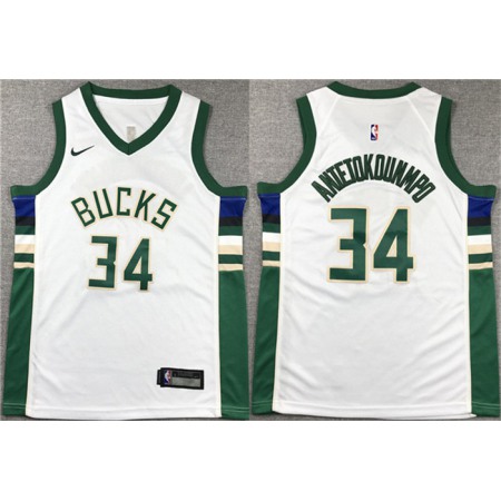 d5bd63b0c401b781acb62243eeb218ac.jpeg Youth Milwaukee Bucks #34 Giannis Antetokounmpo White Stitched Basketball Jersey E37Q