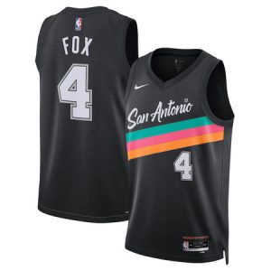 Youth San Antonio Spurs #4 De'Aaron Fox Nike Black 2025/26 Swingman City Edition Jersey