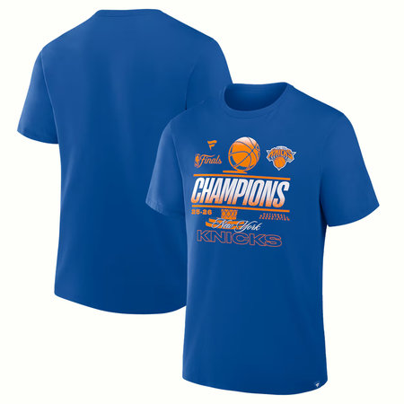 Men's New York Knicks Blue 2026 NBA Finals Champions Trophy T-Shirt