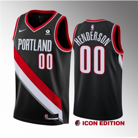 Men's Portland Trail Blazers #00 Scoot Henderson Black 2023 Draft Icon Edition Stitched Basketball Jersey NCHM