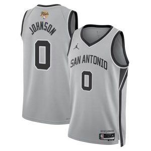 Men's San Antonio Spurs #0 Keldon Johnson Silver 2026 NBA Finals Patch Swingman Statement Edition Jersey