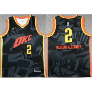 Youth Oklahoma City Thunder #2 Shai Gilgeous-Alexander Black 2023/24 City Edition Stitched Basketball Jersey IOMM