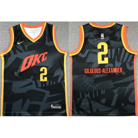 Youth Oklahoma City Thunder #2 Shai Gilgeous-Alexander Black 2023/24 City Edition Stitched Basketball Jersey IOMM