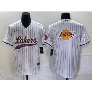 dc318b1a5ba2ce67e2909c112dc61e8d.jpeg Men's Los Angeles Lakers White Team Big Logo Cool Base With Patch Stitched Baseball Jersey NANB