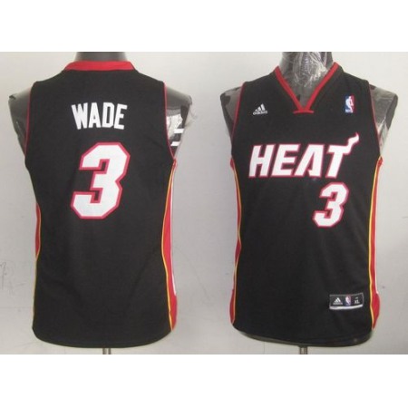 Youth Miami Heat #3 Dwyane Wade Black NBA Jersey