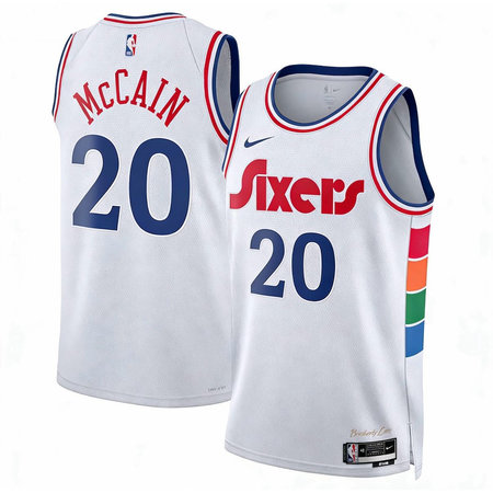 dffc19153ad74bec6ac20ad141cf66f7.jpeg Men's Philadelphia 76ers #20 Jared McCain Nike White 2024/25 Swingman City Edition Jersey