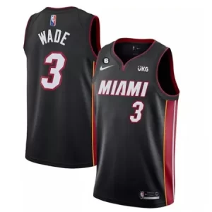 Men's Miami Heat #3 Dwyane Wade Black With NO.6 Patch Stitched Jersey UFU7