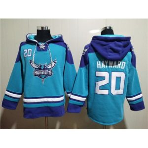e2ba0505d5b1a441b5dc103ceaa3b117.jpeg Men's Charlotte Hornets #20 Gordan Hayward Aqua Lace-Up Pullover Hoodie