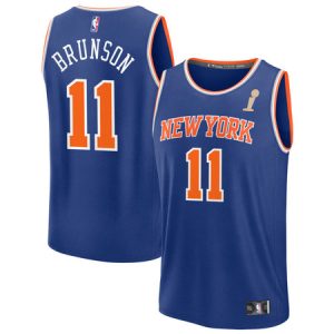 Men's New York Knicks #11 Jalen Brunson Blue 2026 NBA Finals Champions Fast Break Icon Edition Jersey