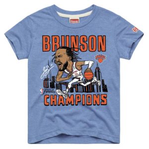 Men's New York Knicks Jalen Brunson Homage Blue 2026 NBA Finals Champions Signature Tri-Blend T-Shirt