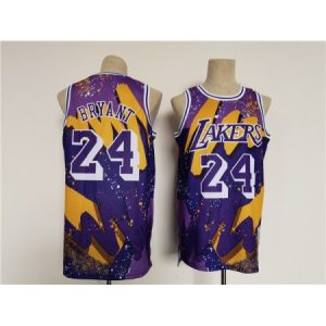 Men's Los Angeles Lakers #24 Kobe Bryant Purple Throwback basketball Jersey XM0E