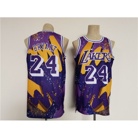 Men's Los Angeles Lakers #24 Kobe Bryant Purple Throwback basketball Jersey XM0E