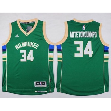 Youth Milwaukee Bucks #34 Giannis Antetokounmpo Green NBA Jersey