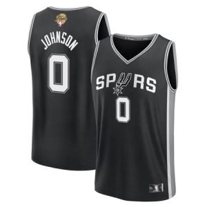 Youth San Antonio Spurs #0 Keldon Johnson Black 2026 NBA Finals Patch Fast Break Icon Edition Jersey