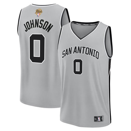 e7a56c388816940dcdddc4cfd7a2b46e.jpeg Men's San Antonio Spurs #0 Keldon Johnson Silver 2026 NBA Finals Patch Fast Break Statement Edition Jersey