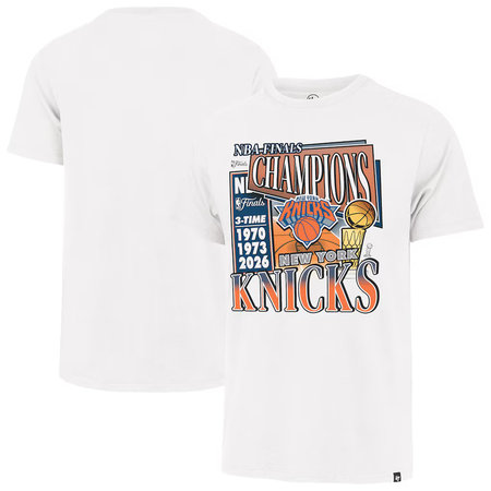 Men's New York Knicks White Three-Time NBA Finals Champions Franklin T-Shirt