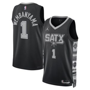 Youth San Antonio Spurs #1 Victor Wembanyama Black Swingman Statement Edition Jersey