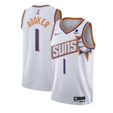 Men's Phoenix Suns #1 Devin Booker White 2023 Association Edition Stitched Basketball Jersey F1XW