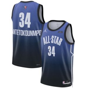 Men's 2023 All-Star #34 Giannis Antetokounmpo Blue Game Swingman Stitched Basketball Jersey 1F2U