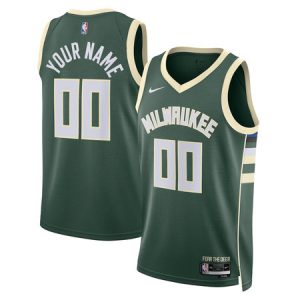 Youth Milwaukee Bucks Nike Green Swingman Icon Edition Custom Jersey
